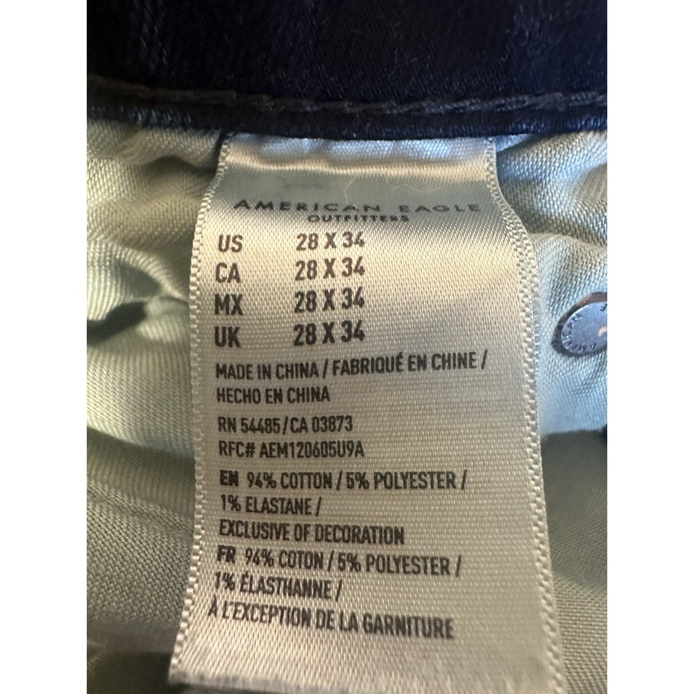 American Eagle Men's Flex Straight Leg Jeans Dark Wash Blue 28x34 Stretch Denim - Picture 6 of 8